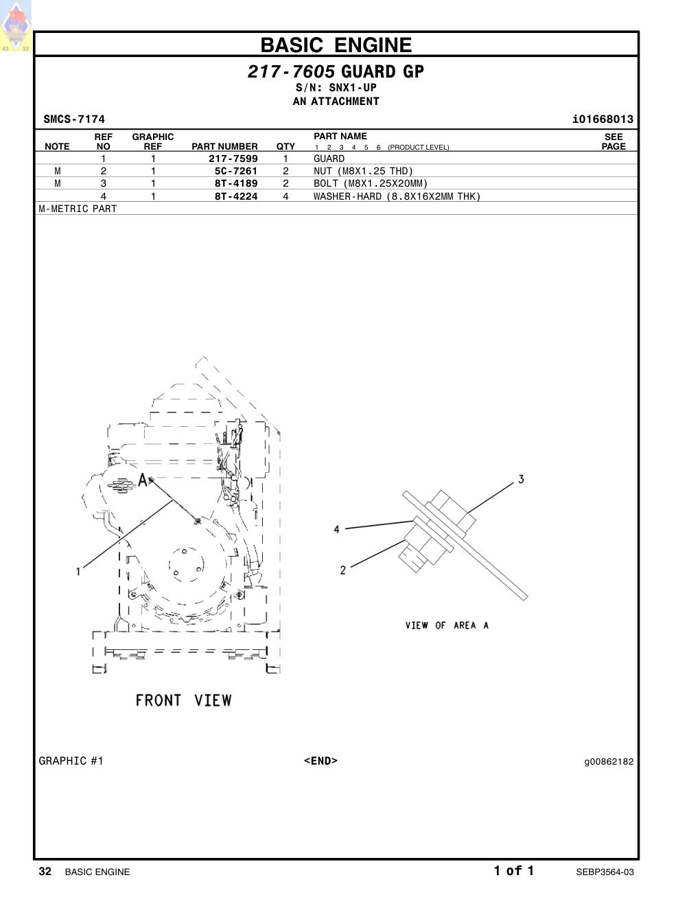 8T-4224 WASHER-HARD (8.8X16X2MM THK) · S/N SNX1-UP CAT parts manual diagram