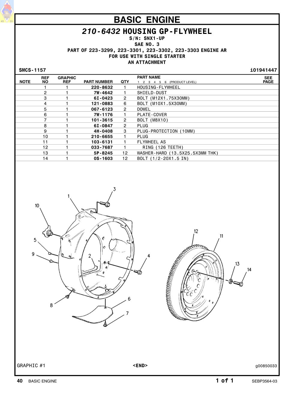103-6131 FLYWHEEL AS · S/N SNX1-UP CAT parts manual diagram