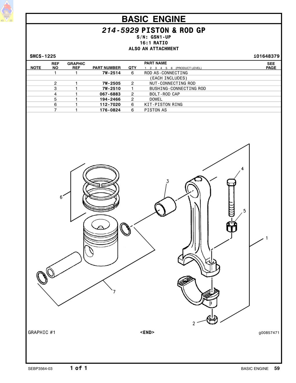 7W-2510 BUSHING-CONNECTING ROD · S/N GSN1-UP CAT parts manual diagram
