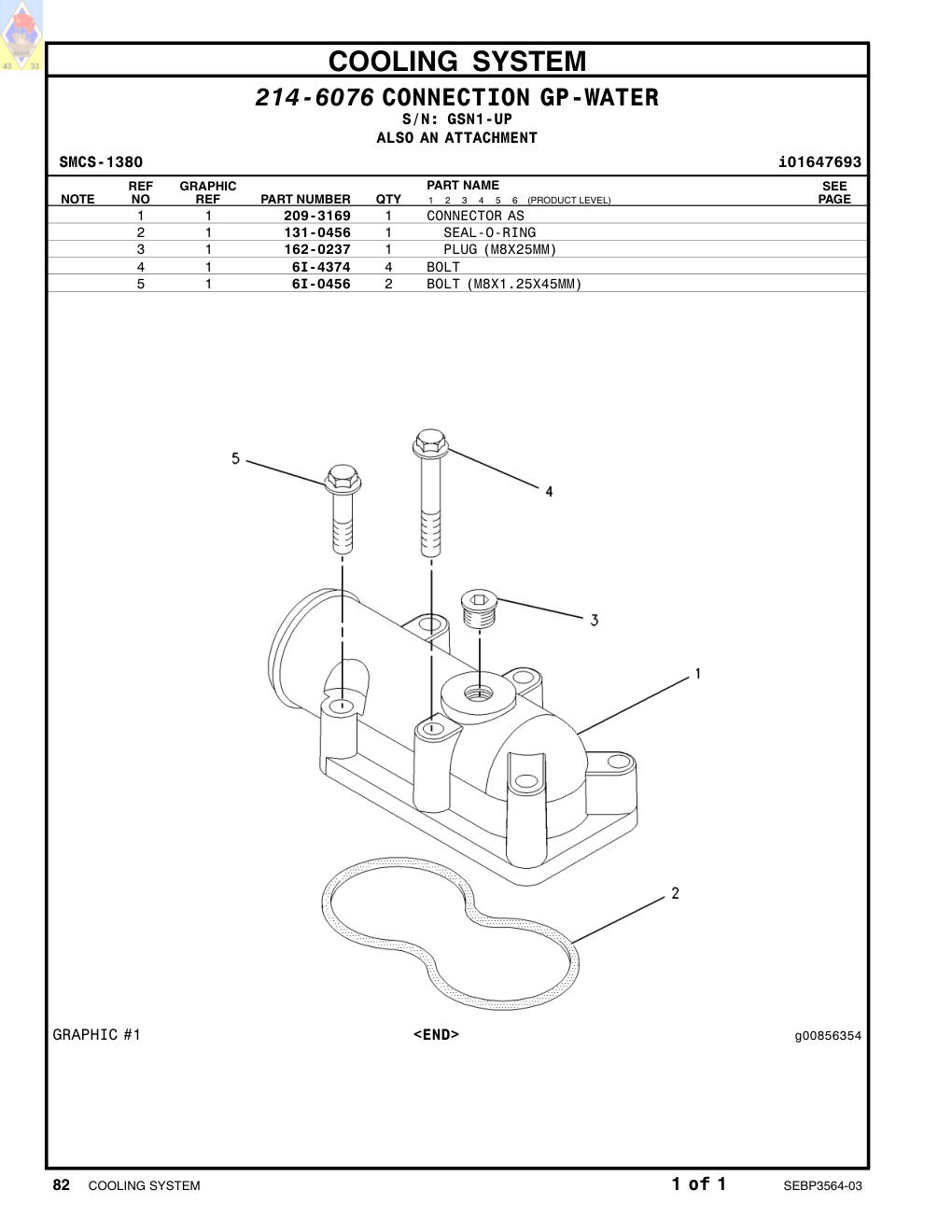 131-0456 SEAL-O-RING · S/N GSN1-UP CAT parts manual diagram