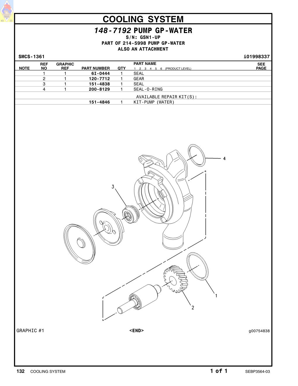 120-7712 GEAR · S/N GSN1-UP CAT parts manual diagram