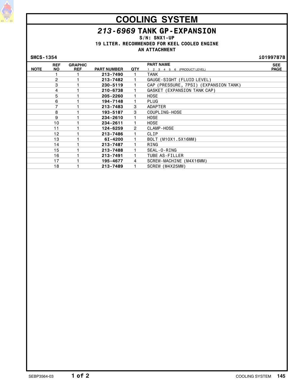 234-2610 HOSE · S/N SNX1-UP CAT parts manual diagram