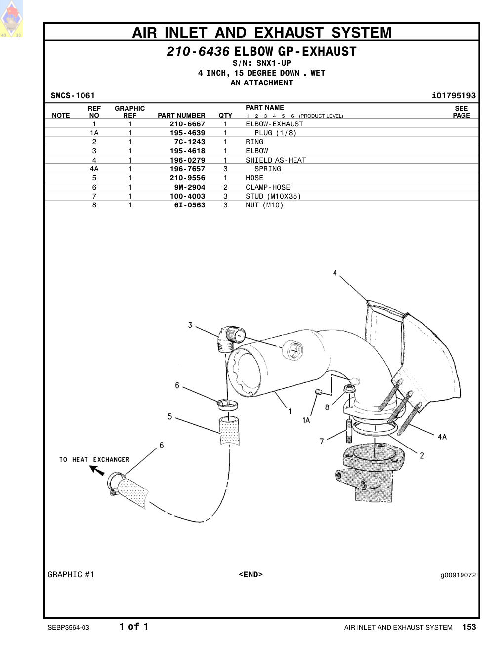 196-0279 SHIELD AS-HEAT · S/N SNX1-UP CAT parts manual diagram