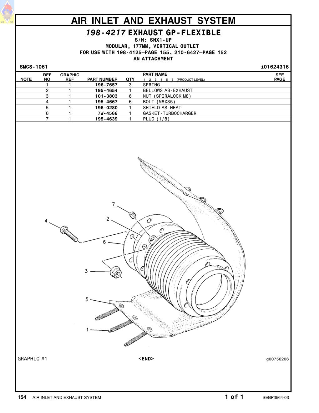 196-0280 SHIELD AS-HEAT · S/N SNX1-UP CAT parts manual diagram