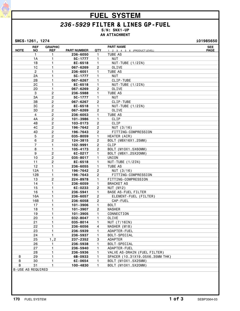 035-8059 HEATER (AIR) · S/N SNX1-UP CAT parts manual diagram
