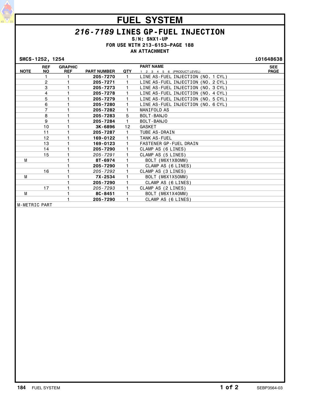 169-0122 TANK AS-FUEL (ALARM) · S/N SNX1-UP CAT parts manual diagram