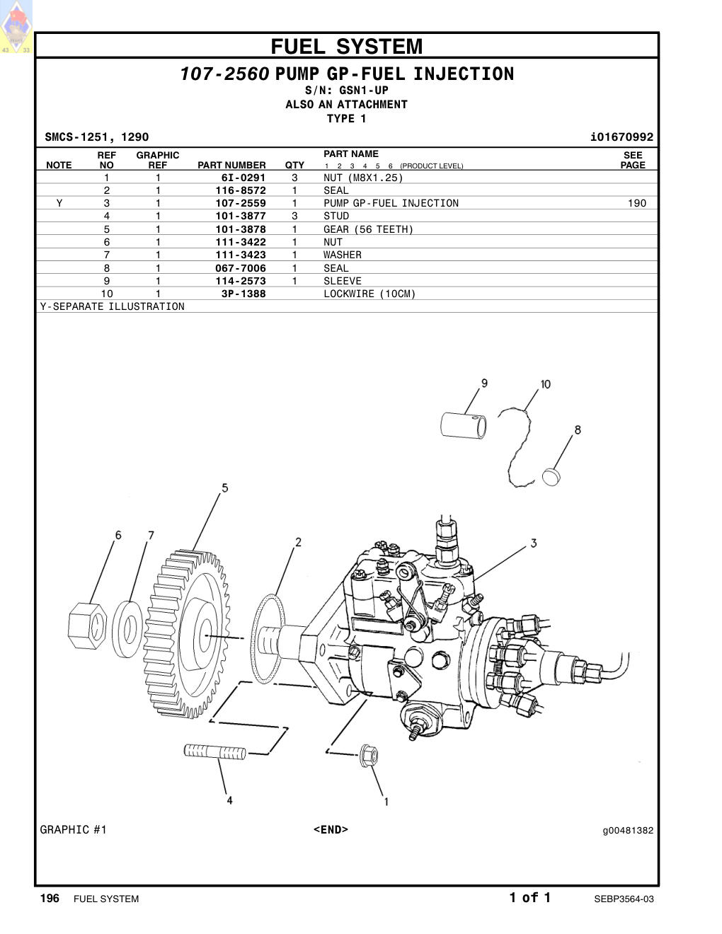 067-7006 SEAL · S/N GSN1-UP CAT parts manual diagram
