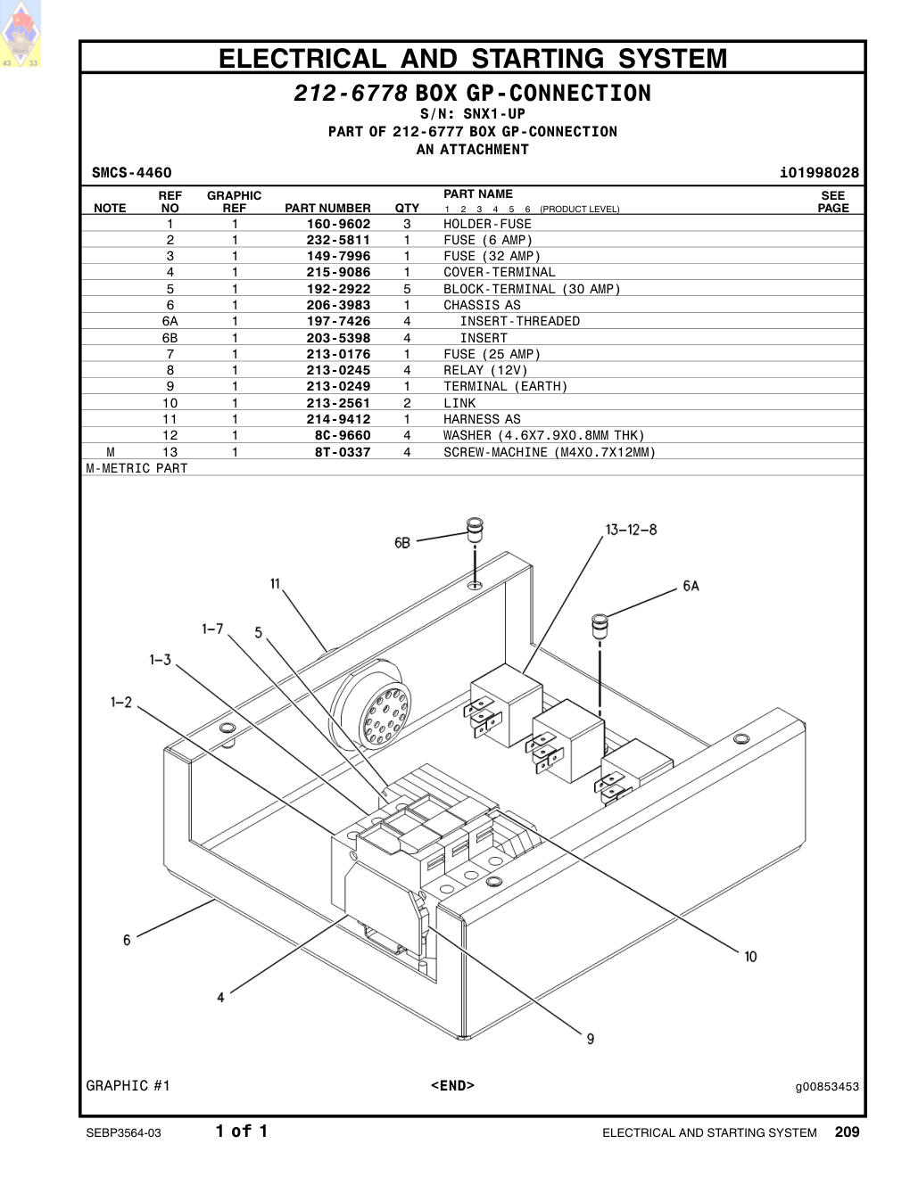 213-2561 LINK · S/N SNX1-UP CAT parts manual diagram
