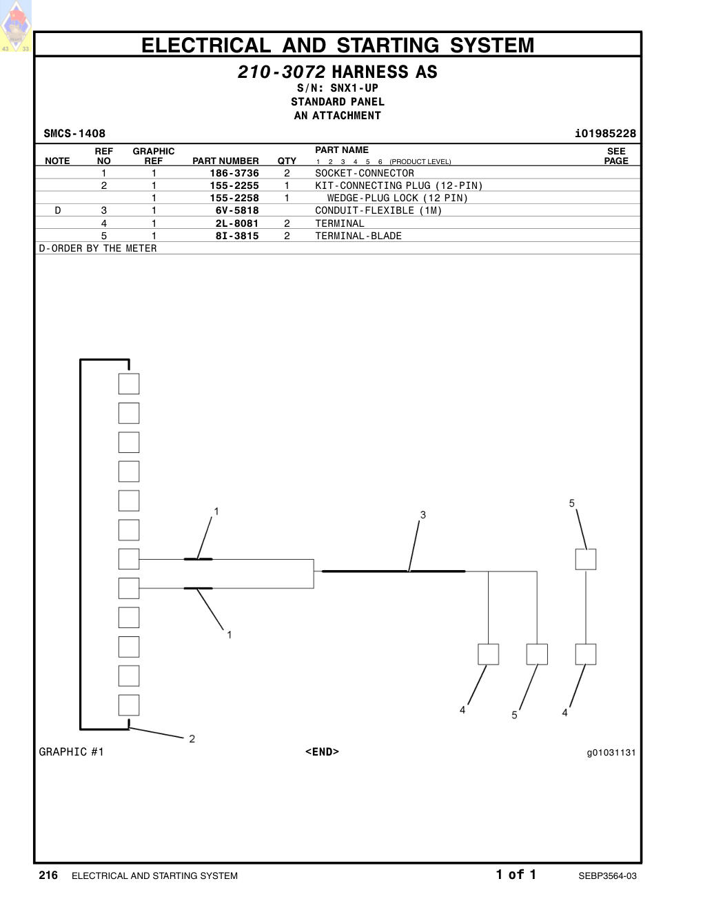 8I-3815 TERMINAL-BLADE · S/N SNX1-UP CAT parts manual diagram