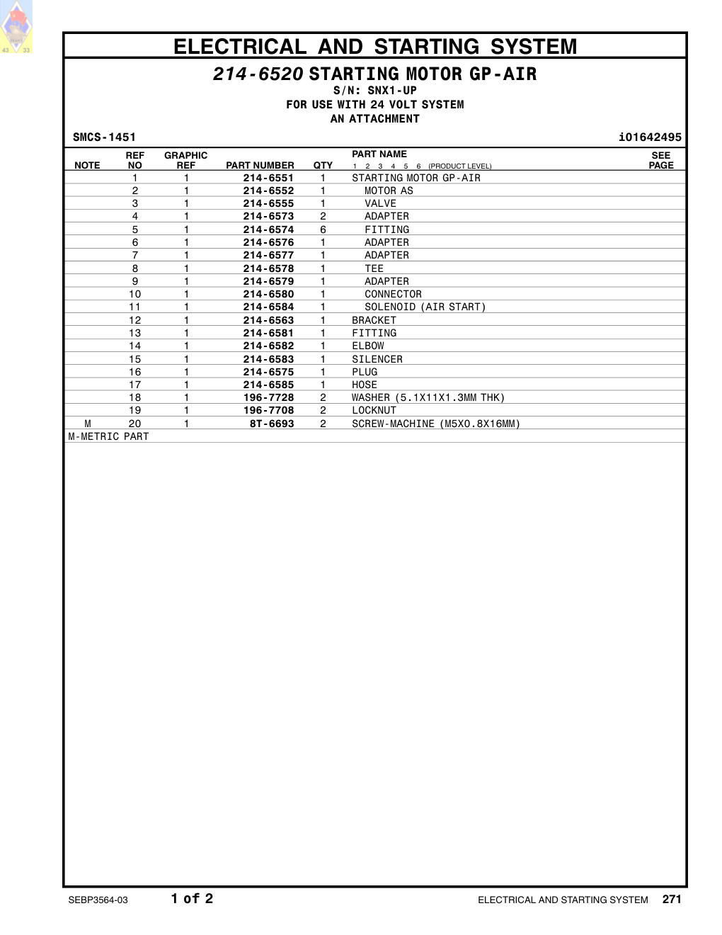 214-6583 SILENCER · S/N SNX1-UP CAT parts manual diagram