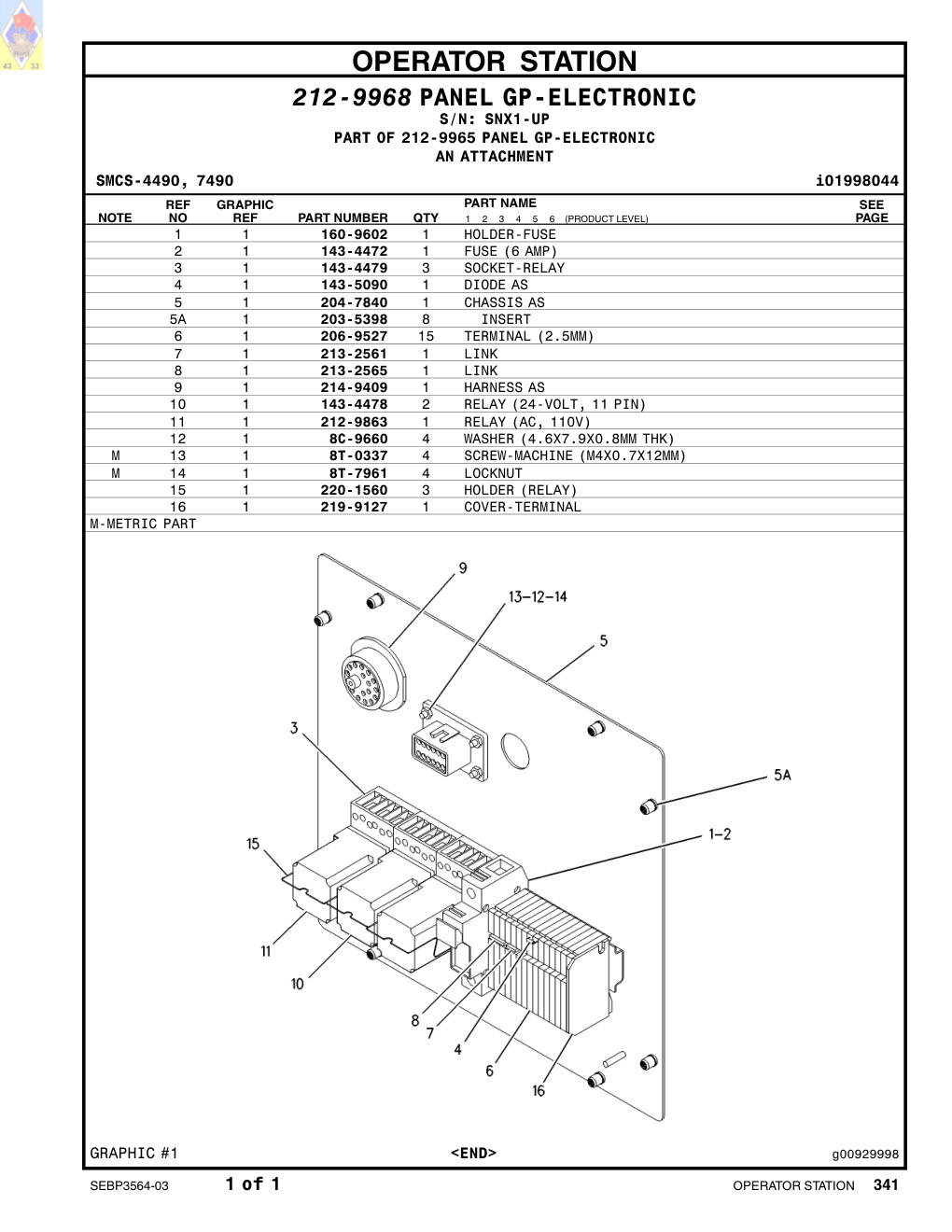 143-4478 RELAY (24-VOLT, 11-PIN) · S/N SNX1-UP CAT parts manual diagram