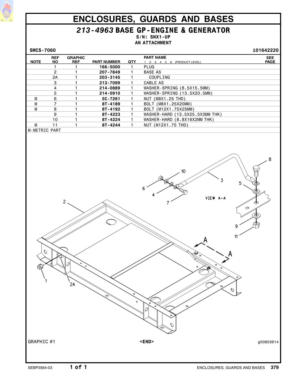 8T-4223 WASHER-HARD (13.5X25.5X3MM THK) · S/N SNX1-UP CAT parts manual diagram