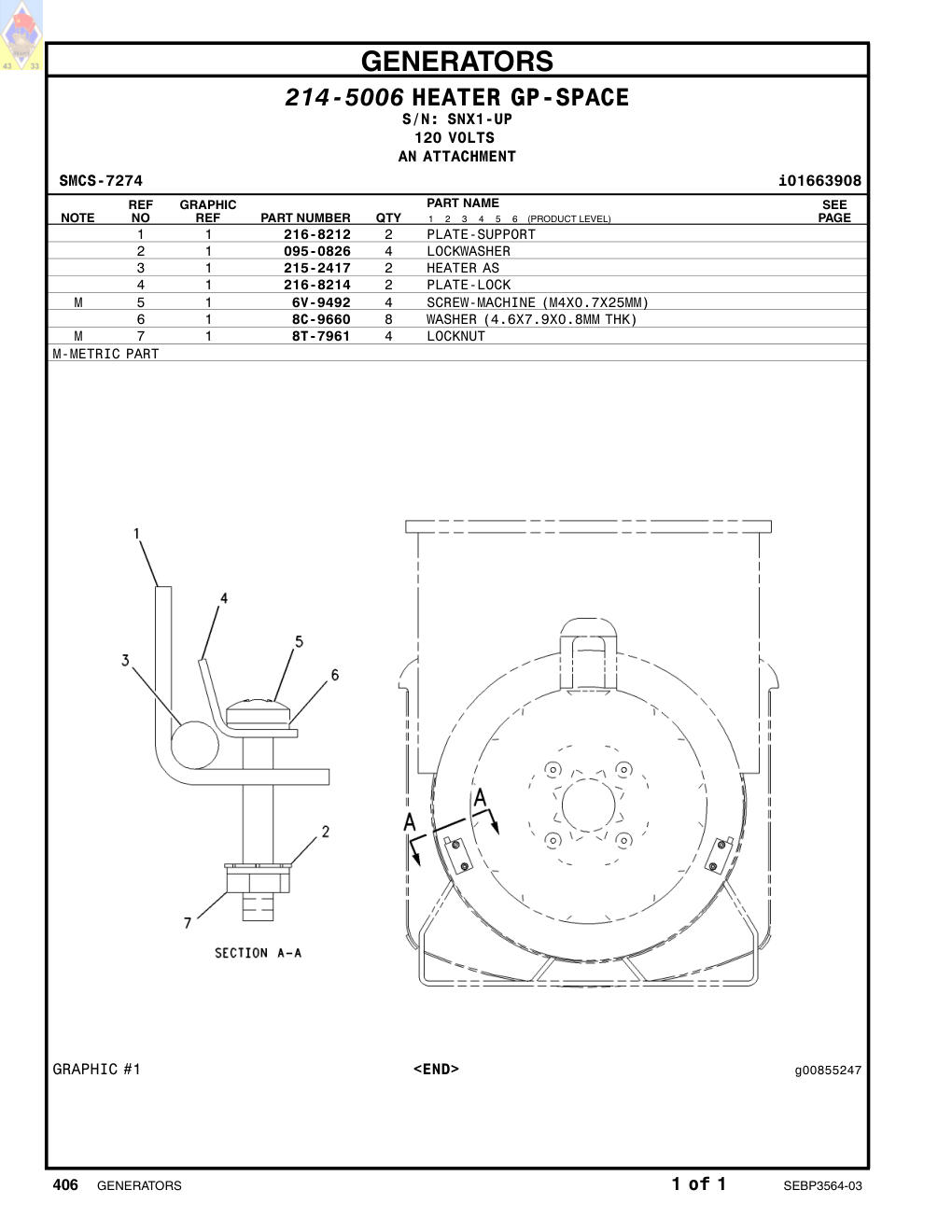215-2417 HEATER AS · S/N SNX1-UP CAT parts manual diagram