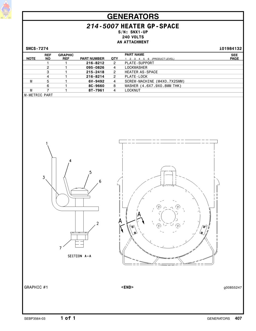 215-2418 HEATER AS-SPACE · S/N SNX1-UP CAT parts manual diagram