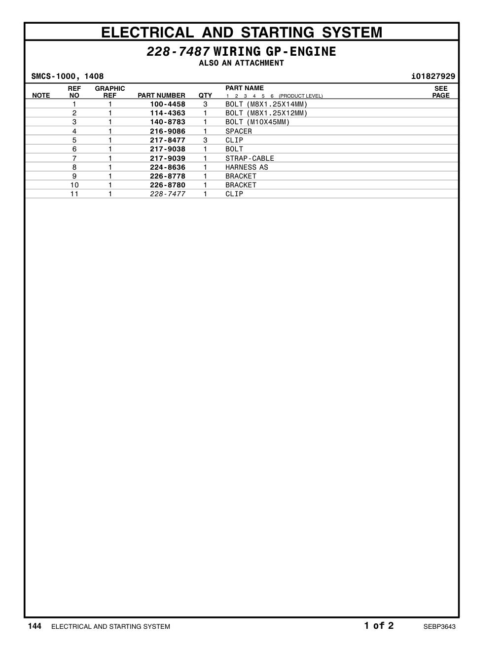 228-7477 CLIP CAT parts manual diagram