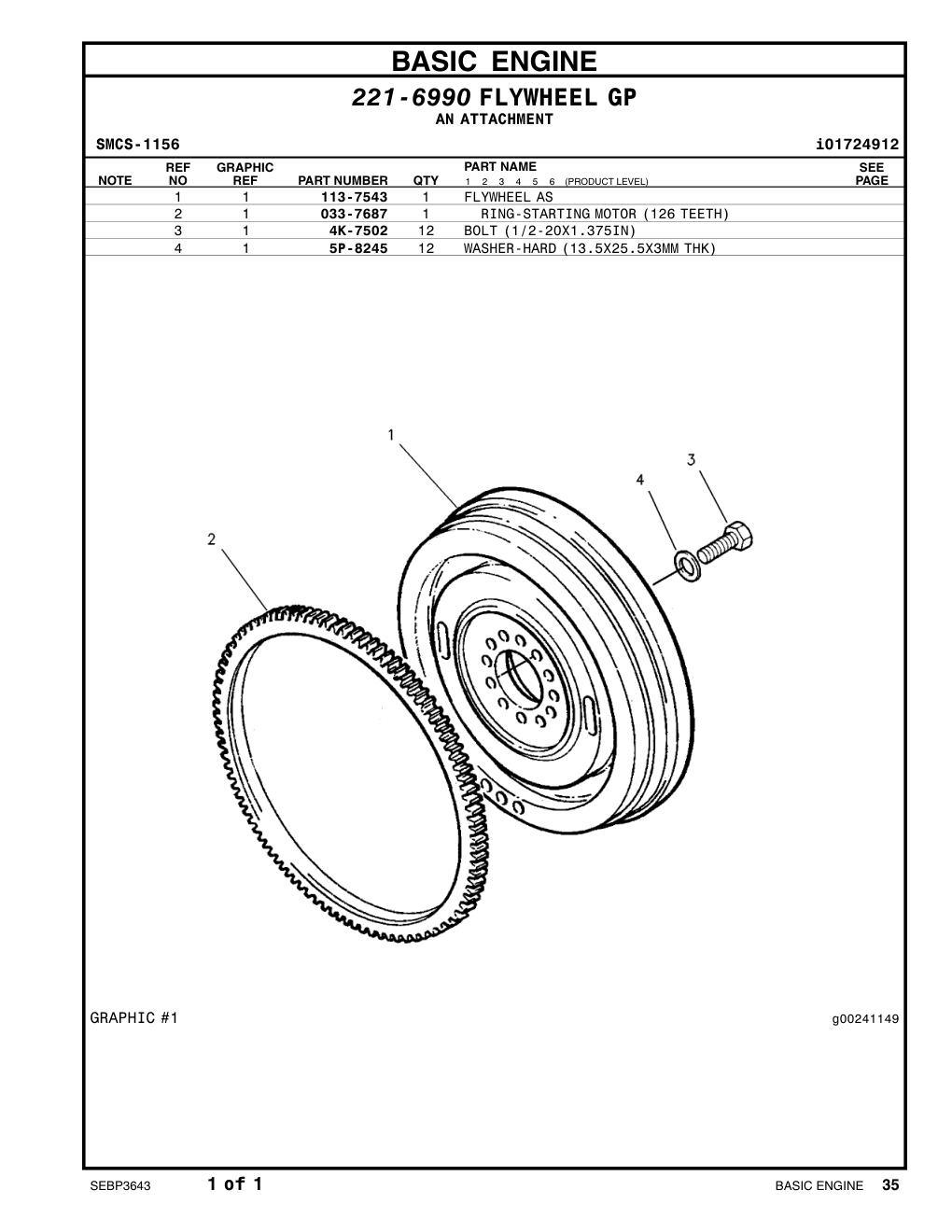 113-7543 FLYWHEEL AS CAT parts manual diagram