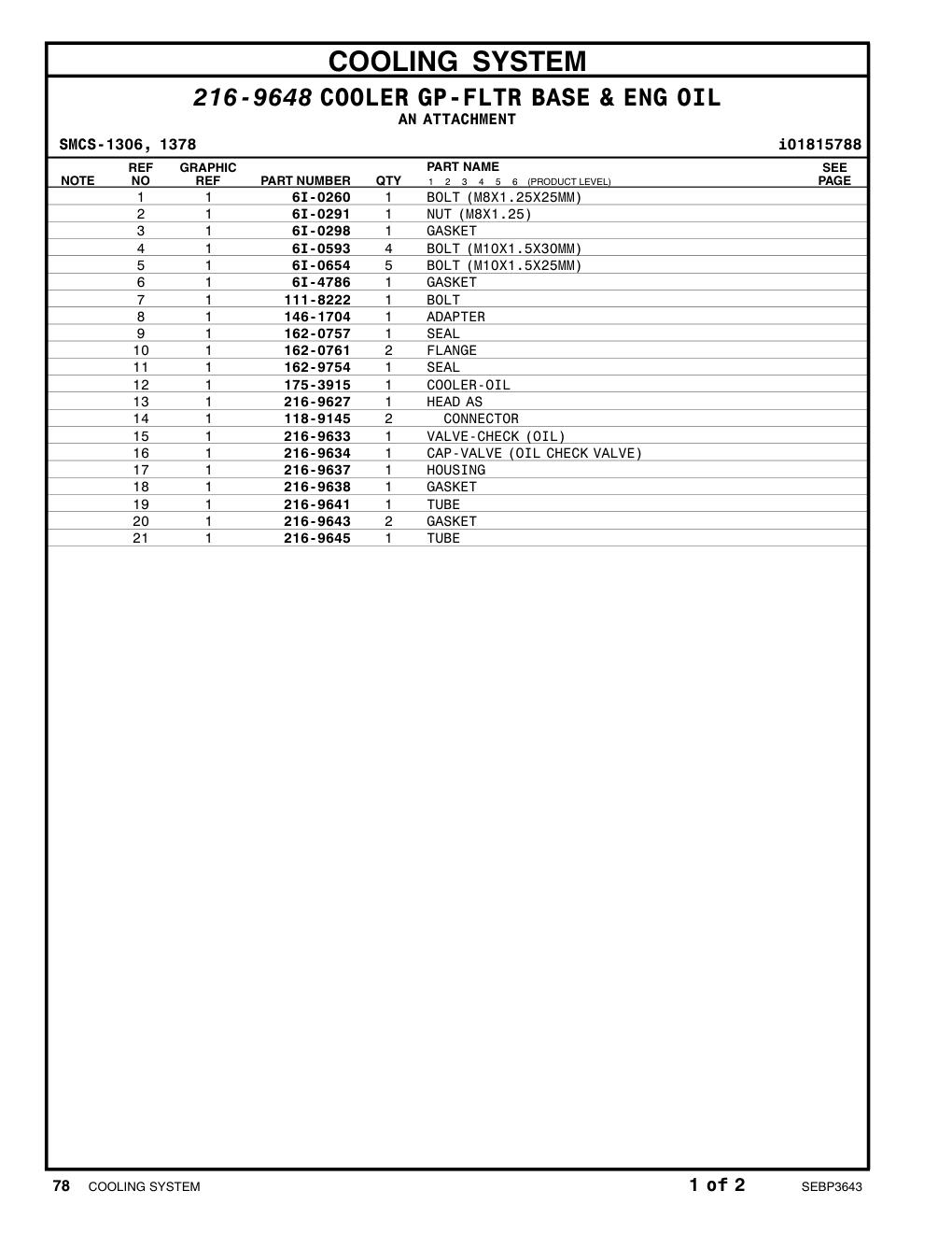 216-9633 VALVE-CHECK (OIL) CAT parts manual diagram