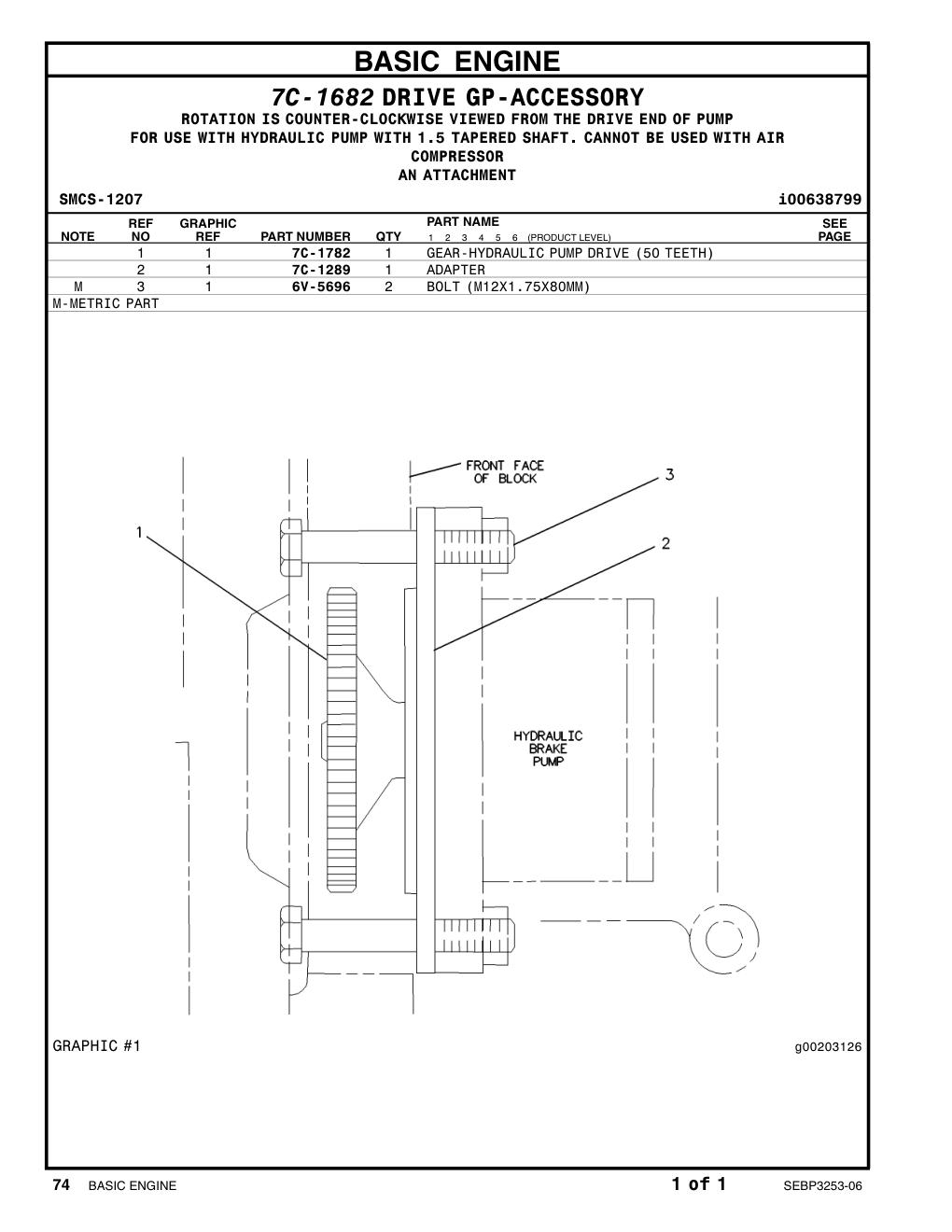 7C-1782 GEAR-HYDRAULIC PUMP DRIVE (50 TEETH) CAT parts manual diagram