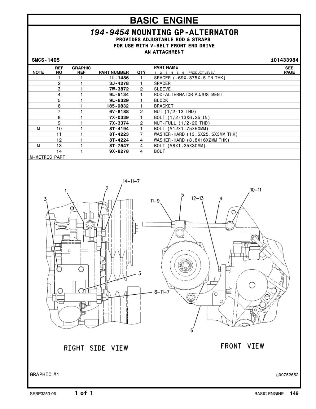 9X-8278 BOLT (1/2-13X2.25-IN) CAT parts manual diagram
