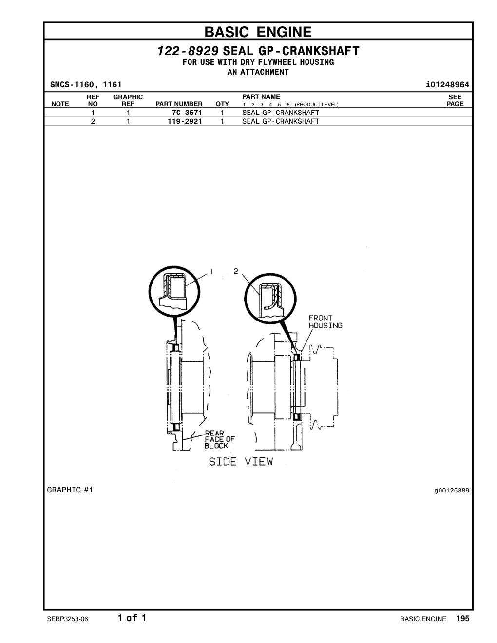 7C-3571 SEAL GP CAT parts manual diagram