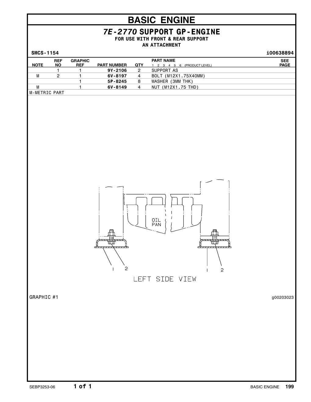 9Y-2106 SUPPORT AS(REAR) CAT parts manual diagram