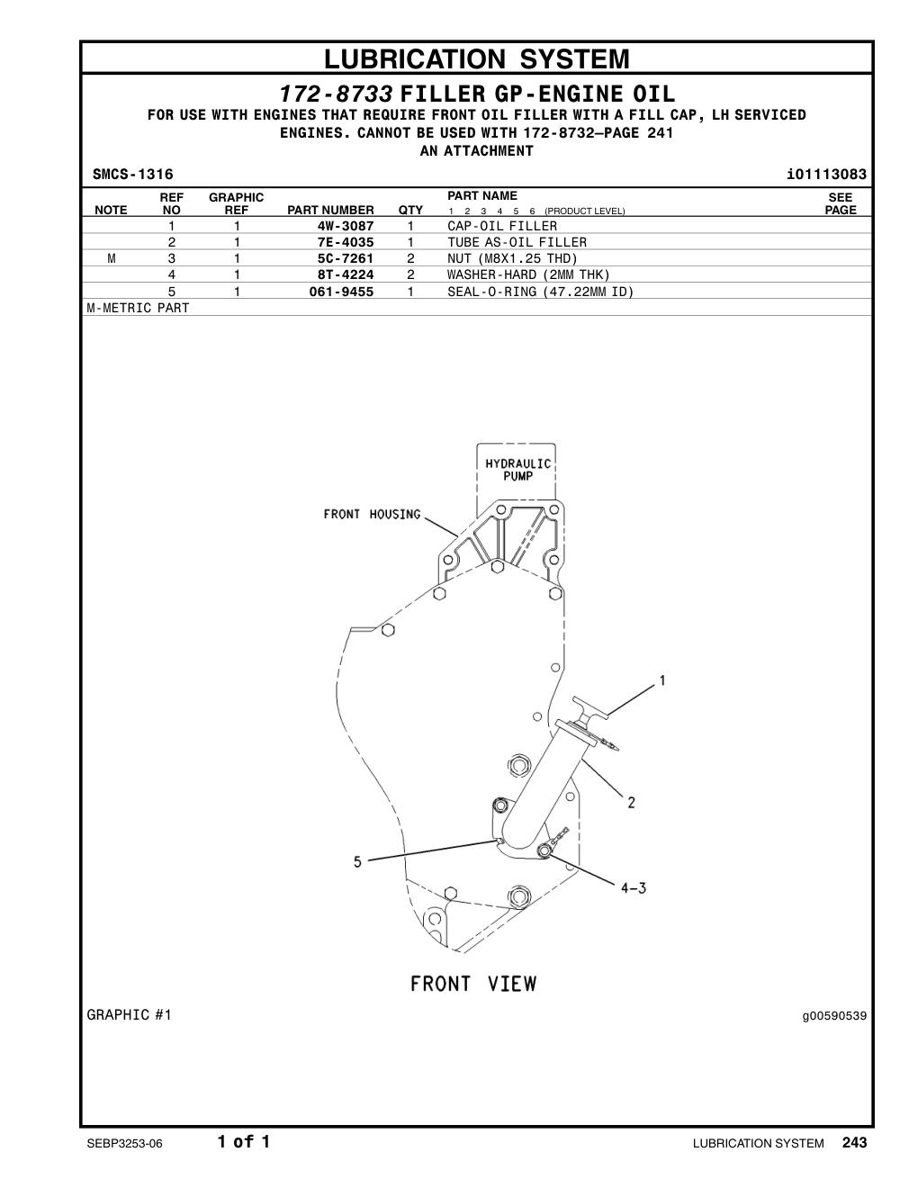 4W-3087 CAP-OIL FILLER CAT parts manual diagram