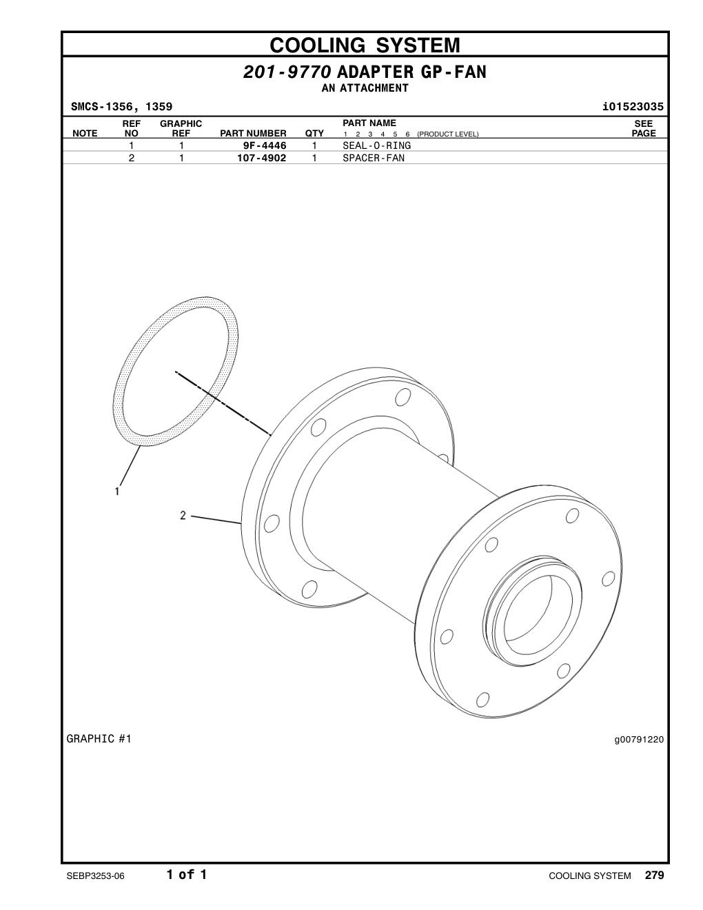9F-4446 SEAL-O-RING CAT parts manual diagram