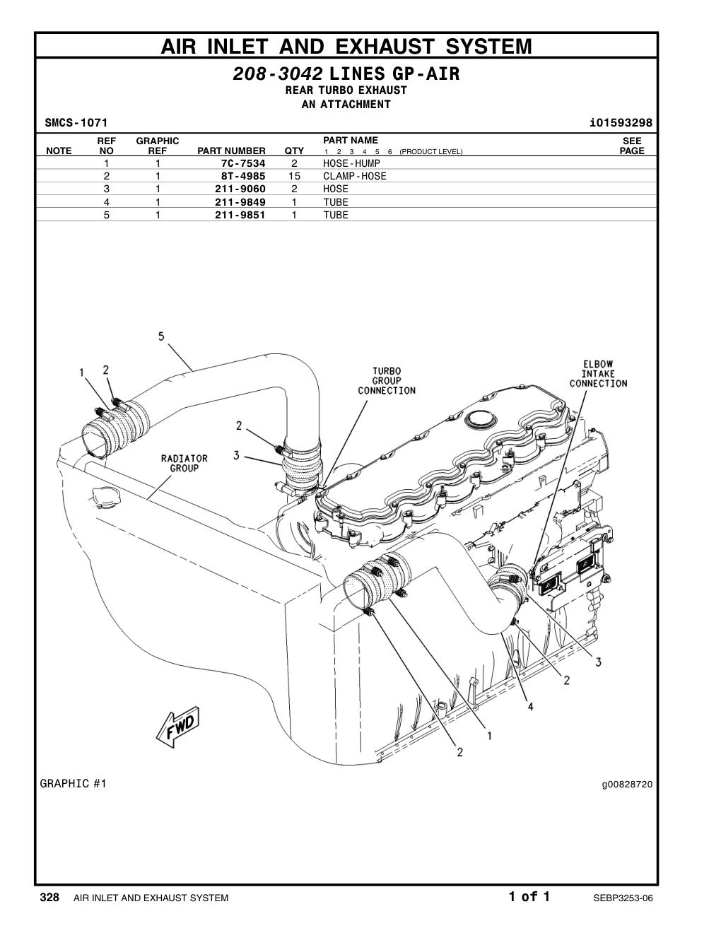 8T-4985 CLAMP-HOSE CAT parts manual diagram