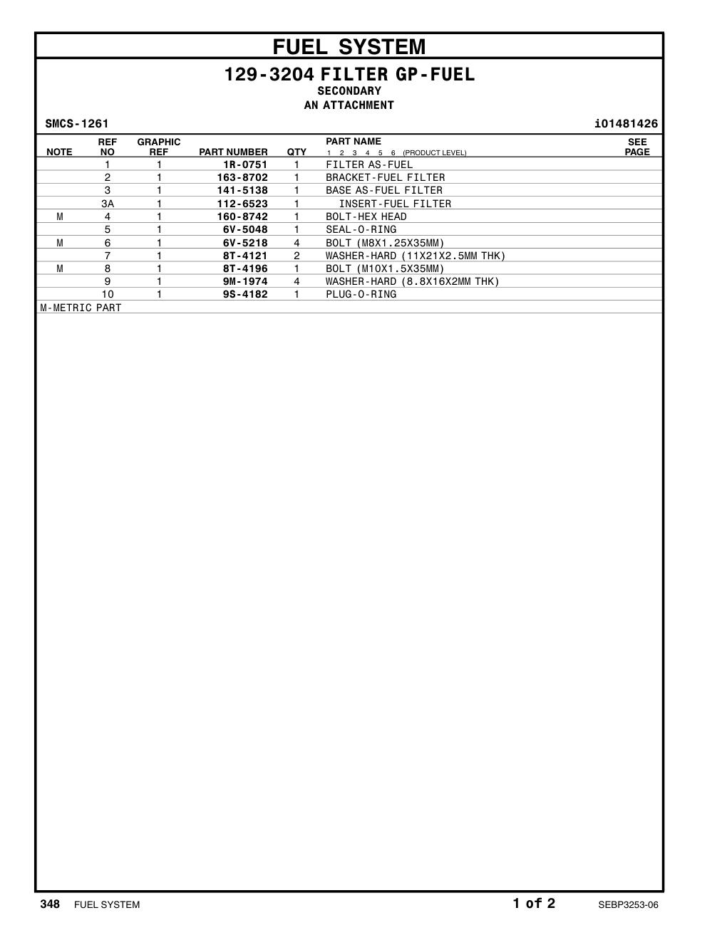 9S-4182 PLUG-O-RING CAT parts manual diagram
