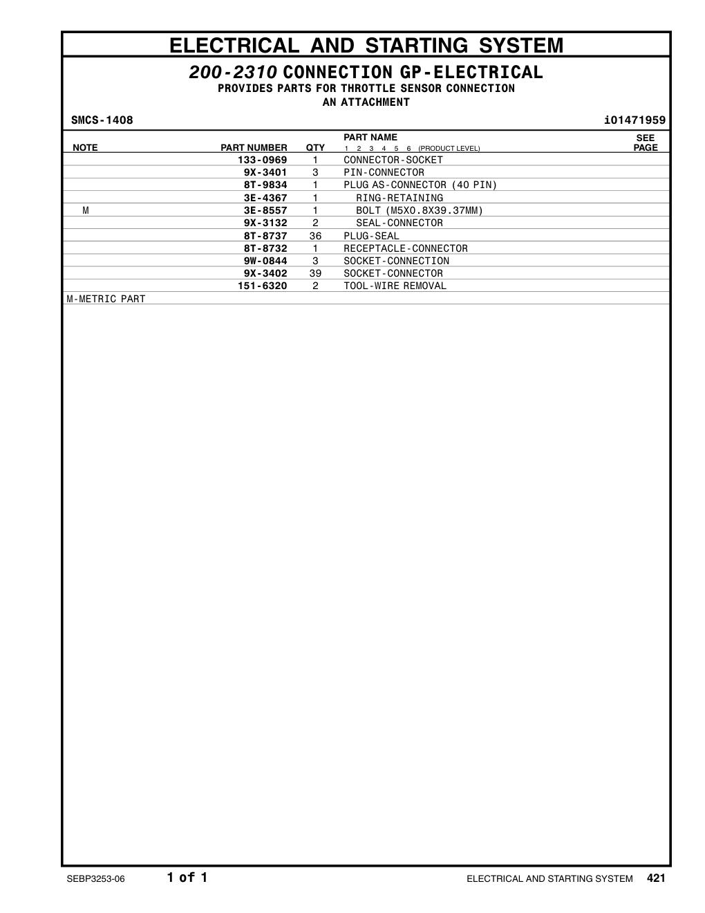 9X-3402 SOCKET-CONNECTOR (16-GA TO 18-GA) CAT parts manual diagram