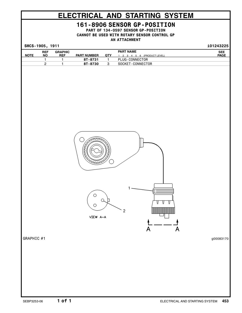 8T-8731 PLUG-CONNECTOR CAT parts manual diagram