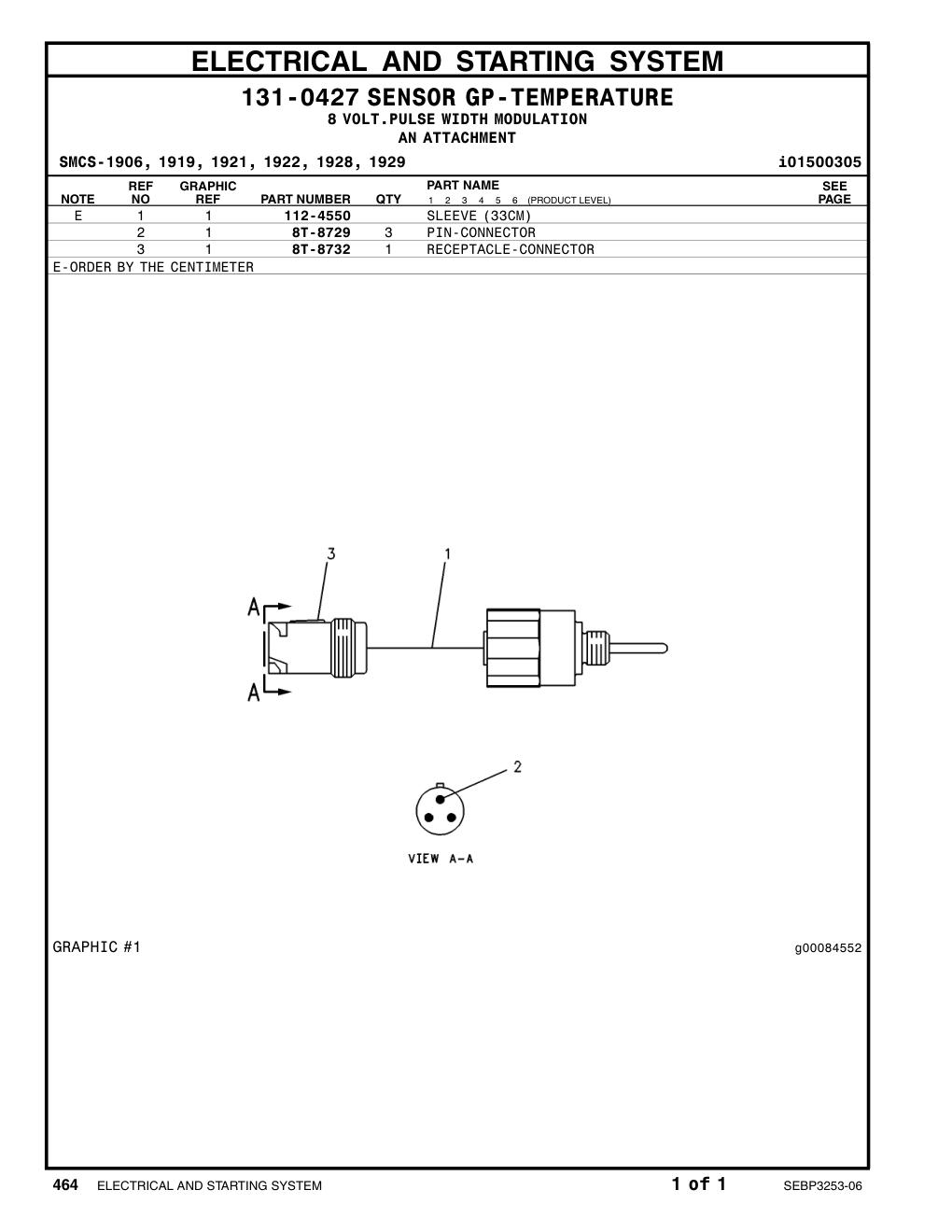 8T-8732 RECEPTACLE (3-PIN) CAT parts manual diagram