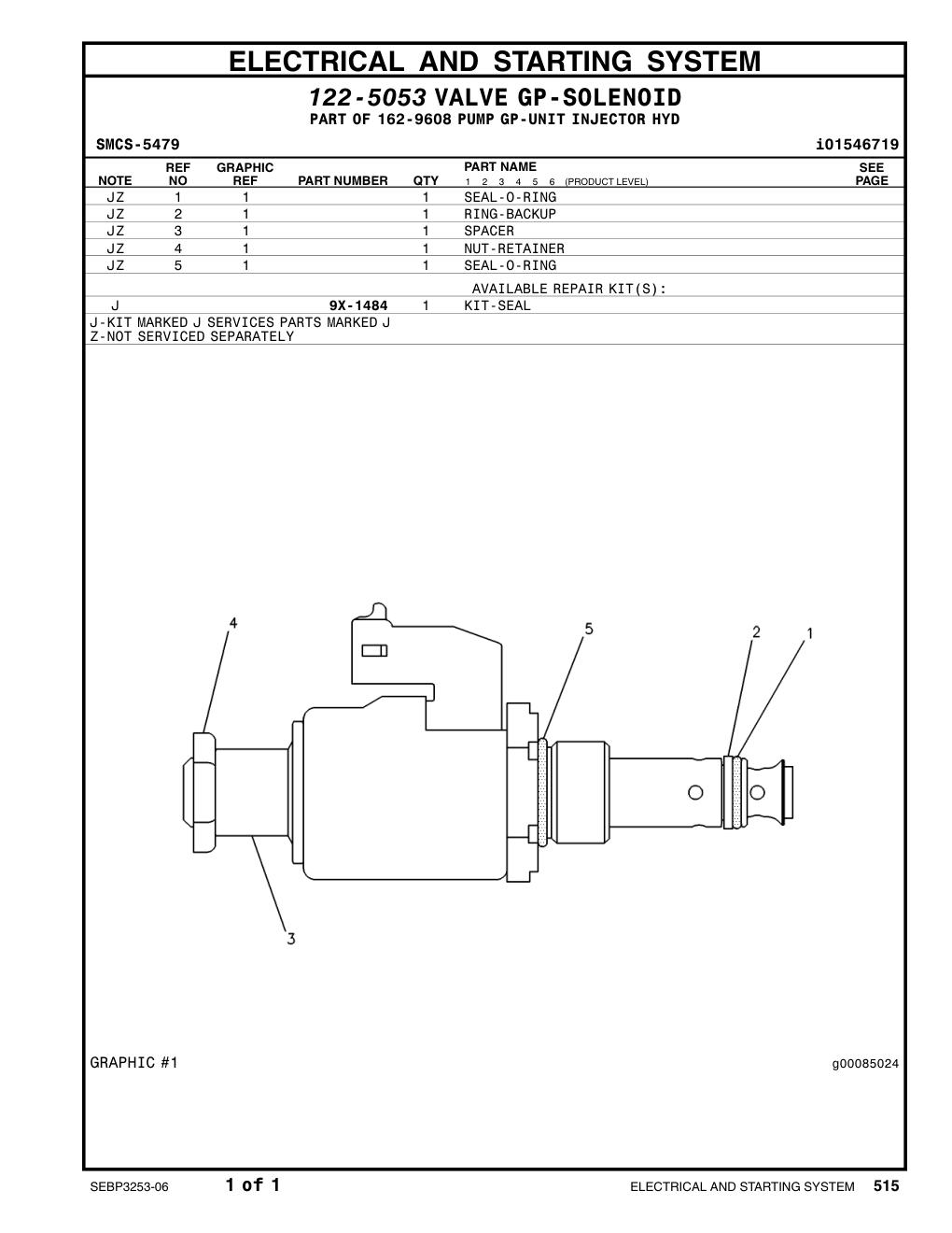 9X-1484 9X-1484 CAT parts manual diagram