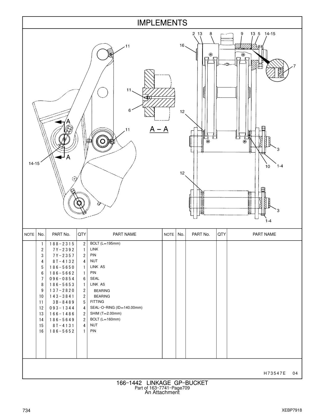 7Y-2392 LINK CAT parts manual diagram
