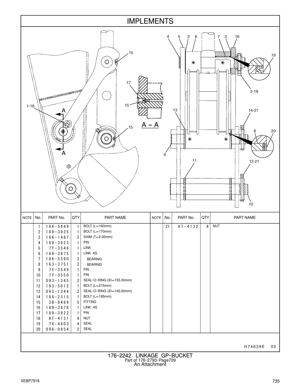 7Y-3546 LINK CAT parts manual diagram