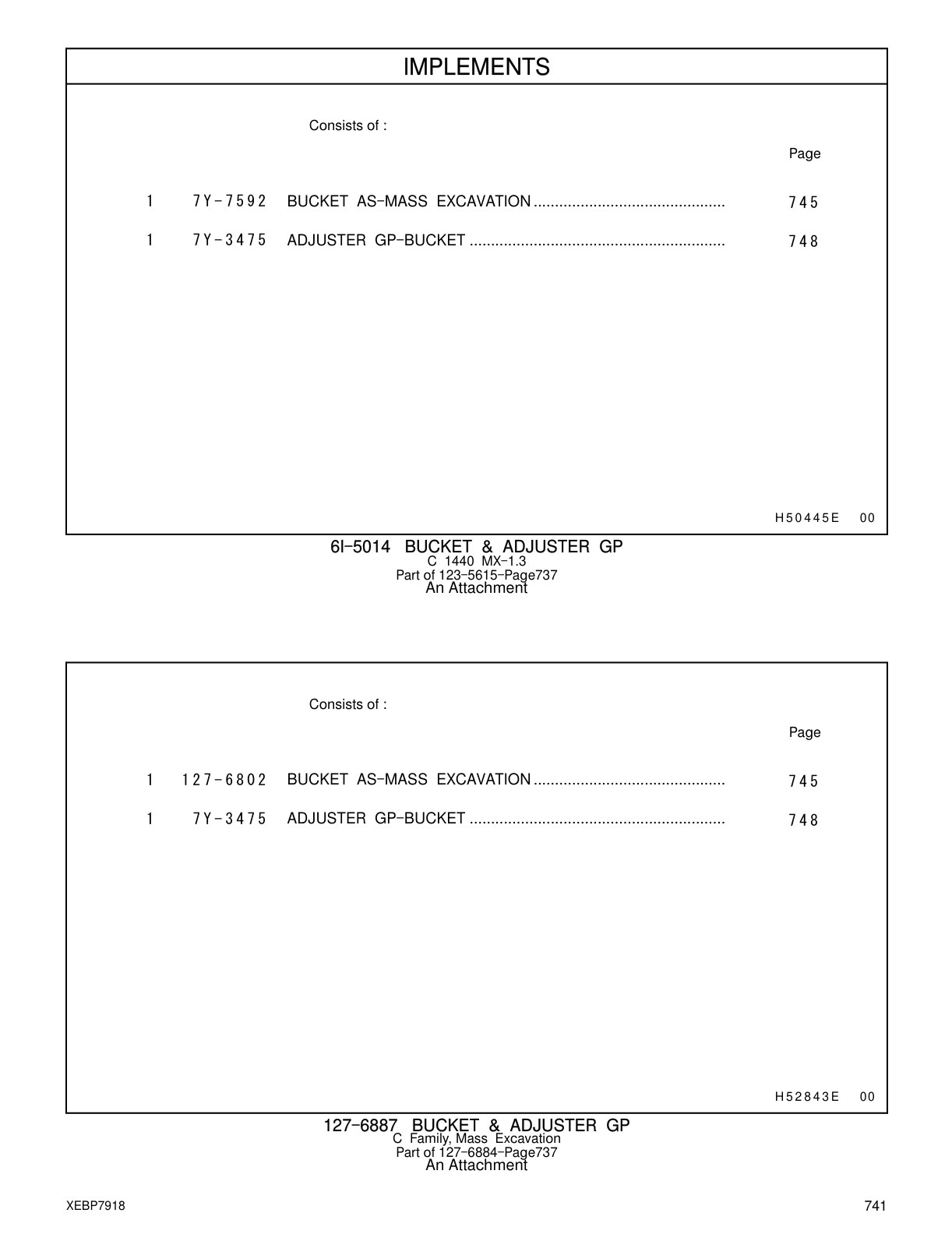127-6802 BUCKET AS-MASS EXCAVATION CAT parts manual diagram