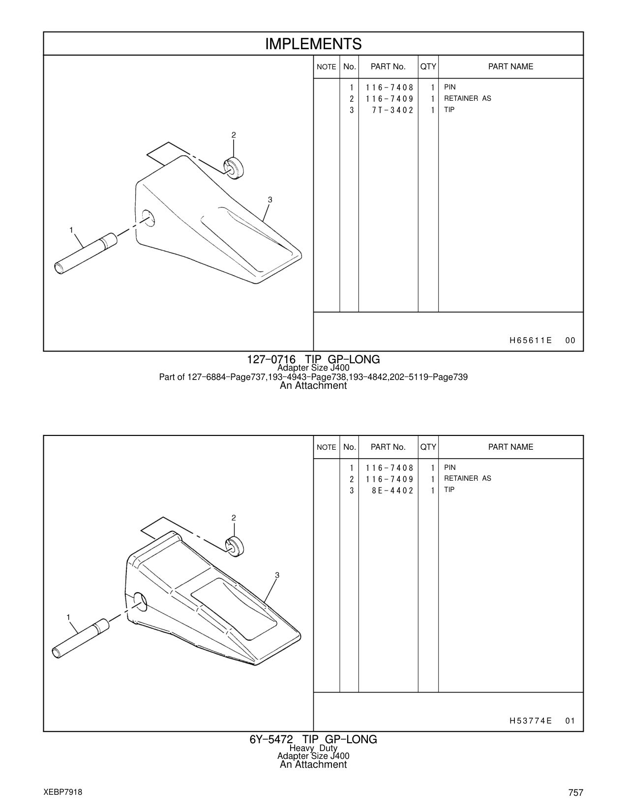 116-7408 PIN CAT parts manual diagram