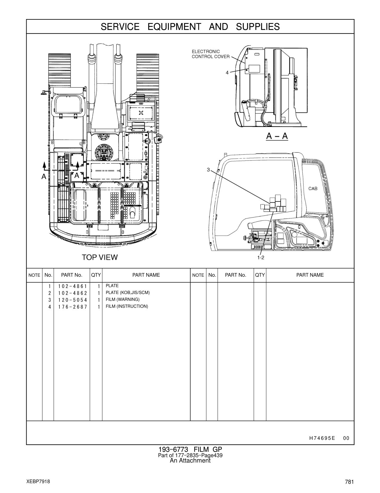 176-2687 FILM (INSTRUCTION) CAT parts manual diagram