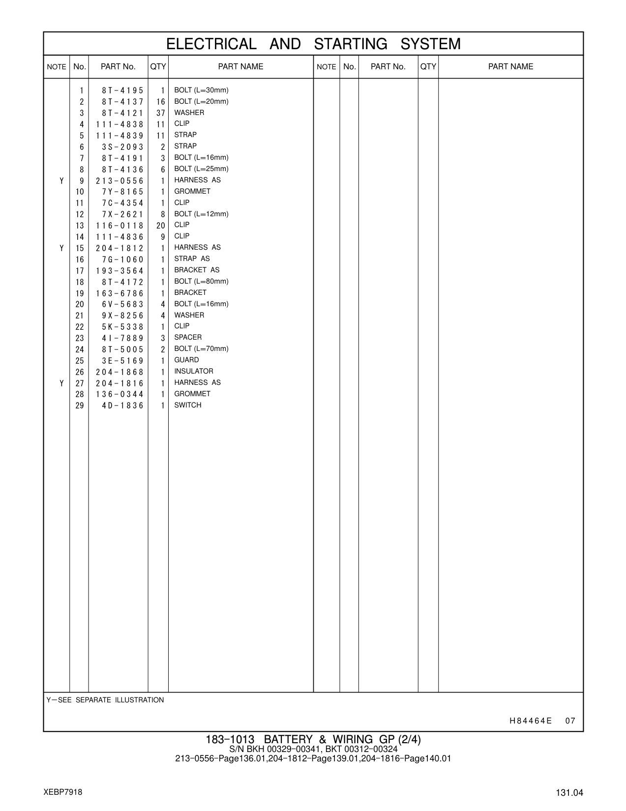 4D-1836 SWITCH CAT parts manual diagram