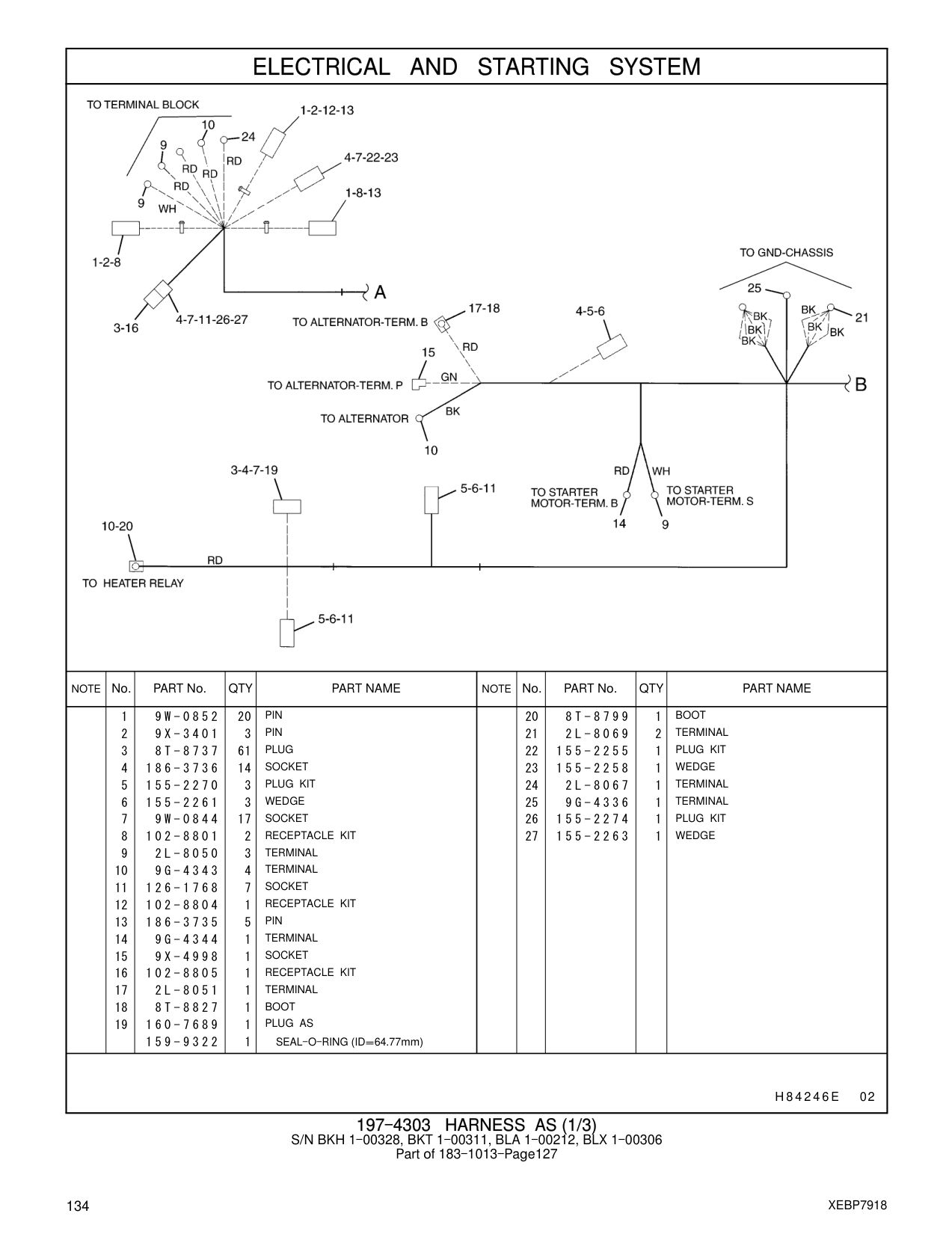 9X-3401 PIN 21 2L-8069 2 TERMINAL CAT parts manual diagram