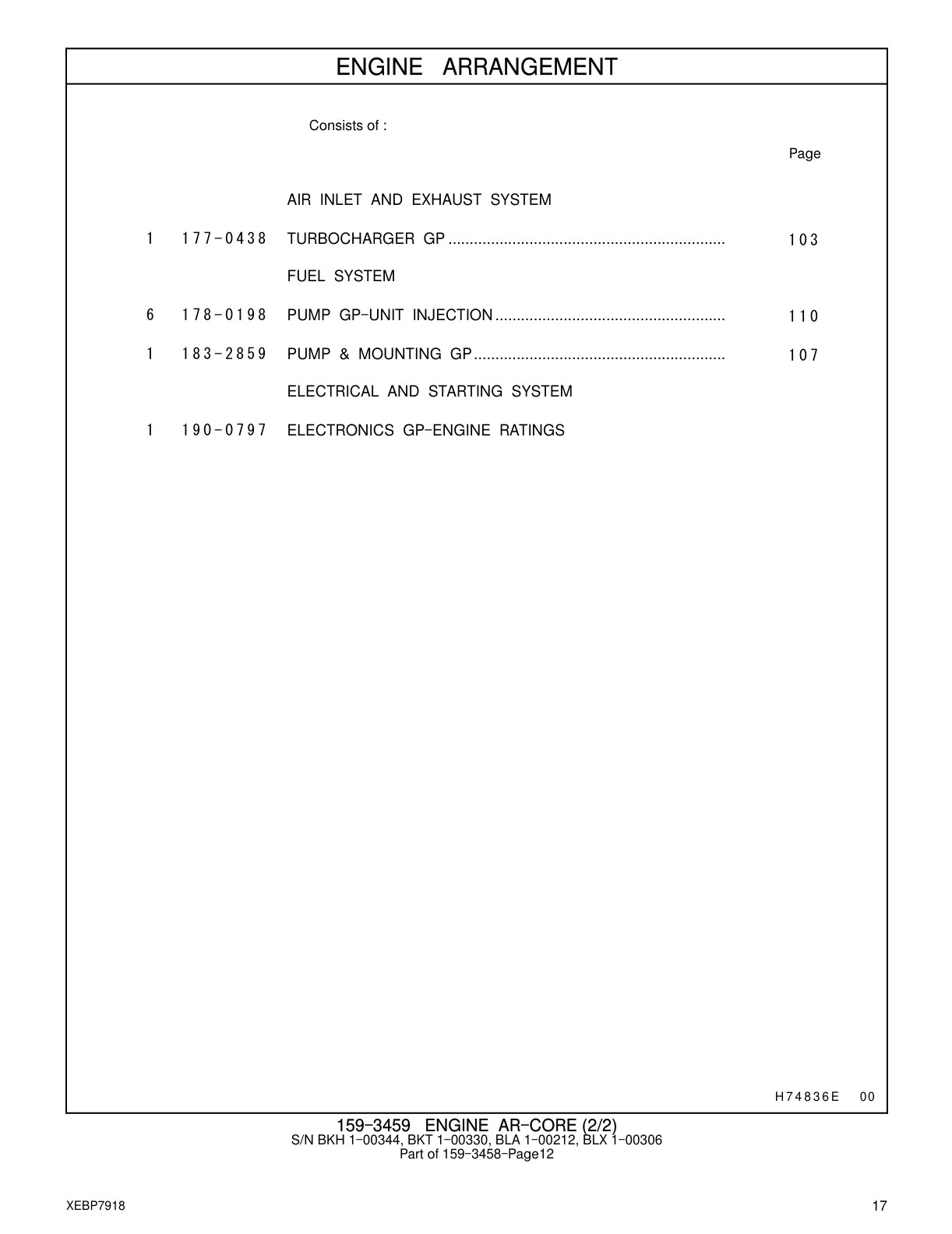 177-0438 TURBOCHARGER GP CAT parts manual diagram
