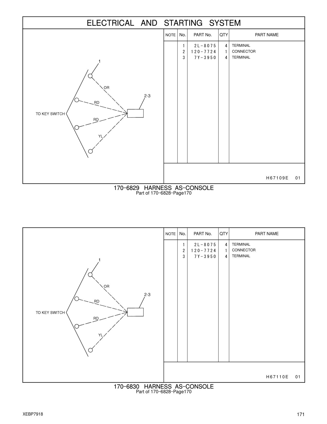 7Y-3950 TERMINAL CAT parts manual diagram