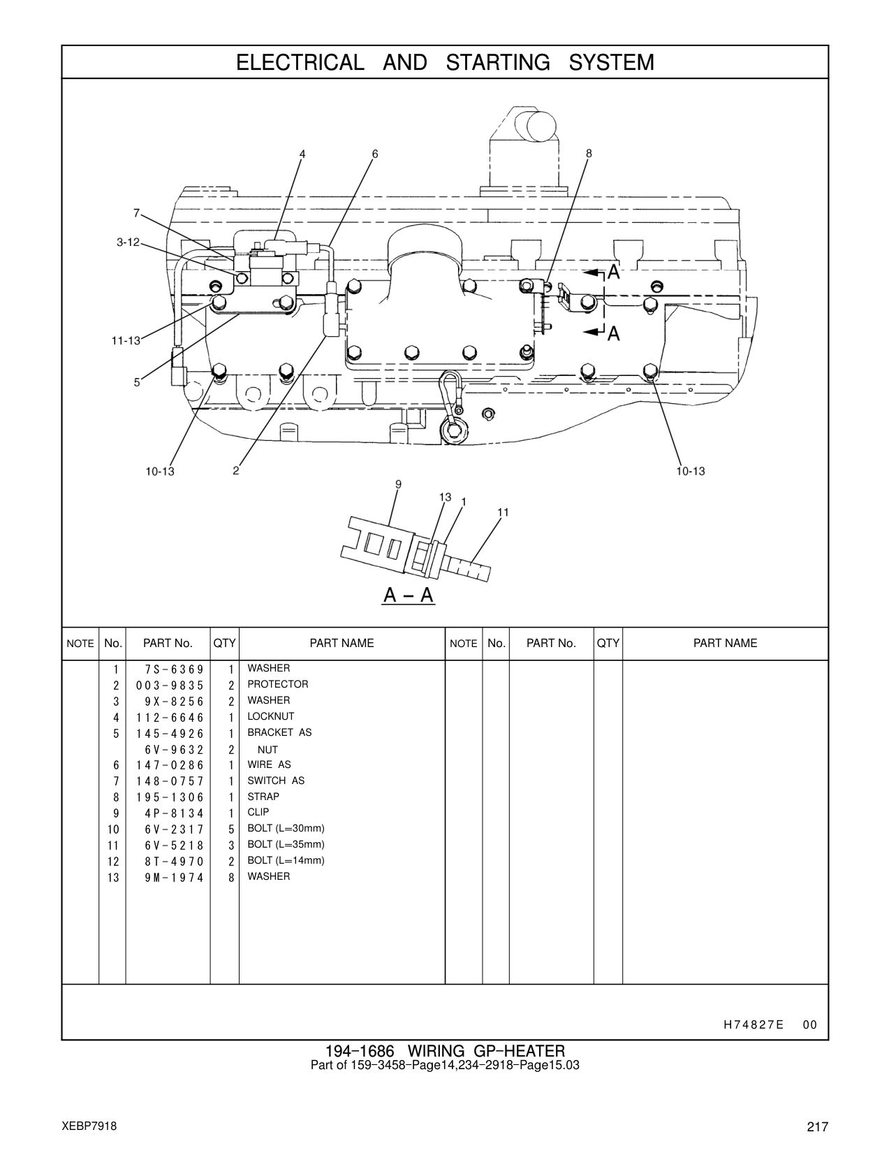 148-0757 SWITCH AS CAT parts manual diagram