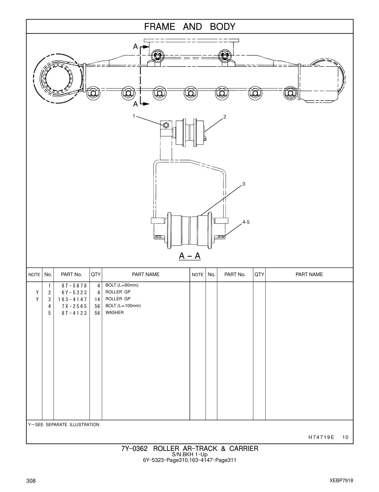 6Y-5323 ROLLER GP CAT parts manual diagram