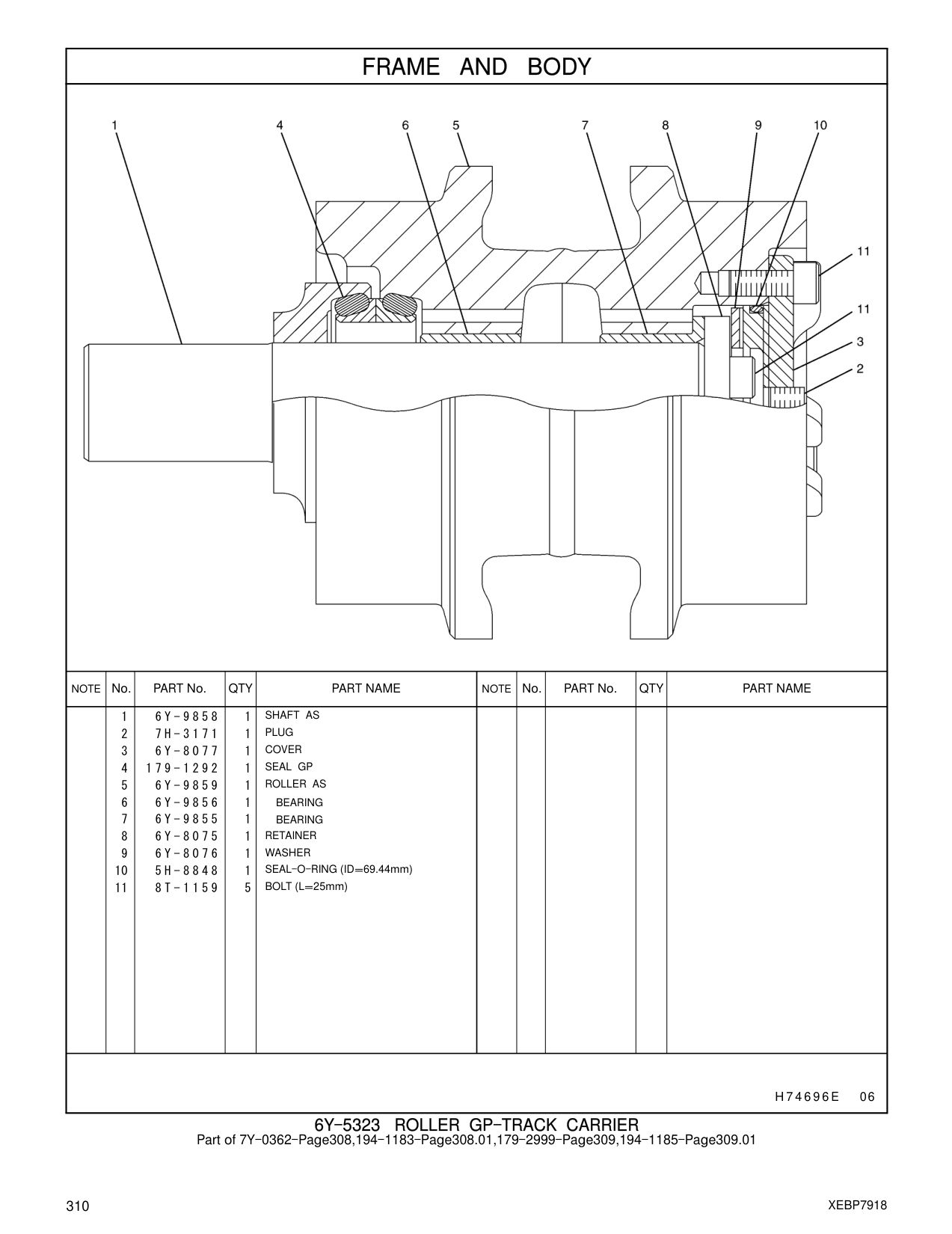6Y-8075 RETAINER CAT parts manual diagram