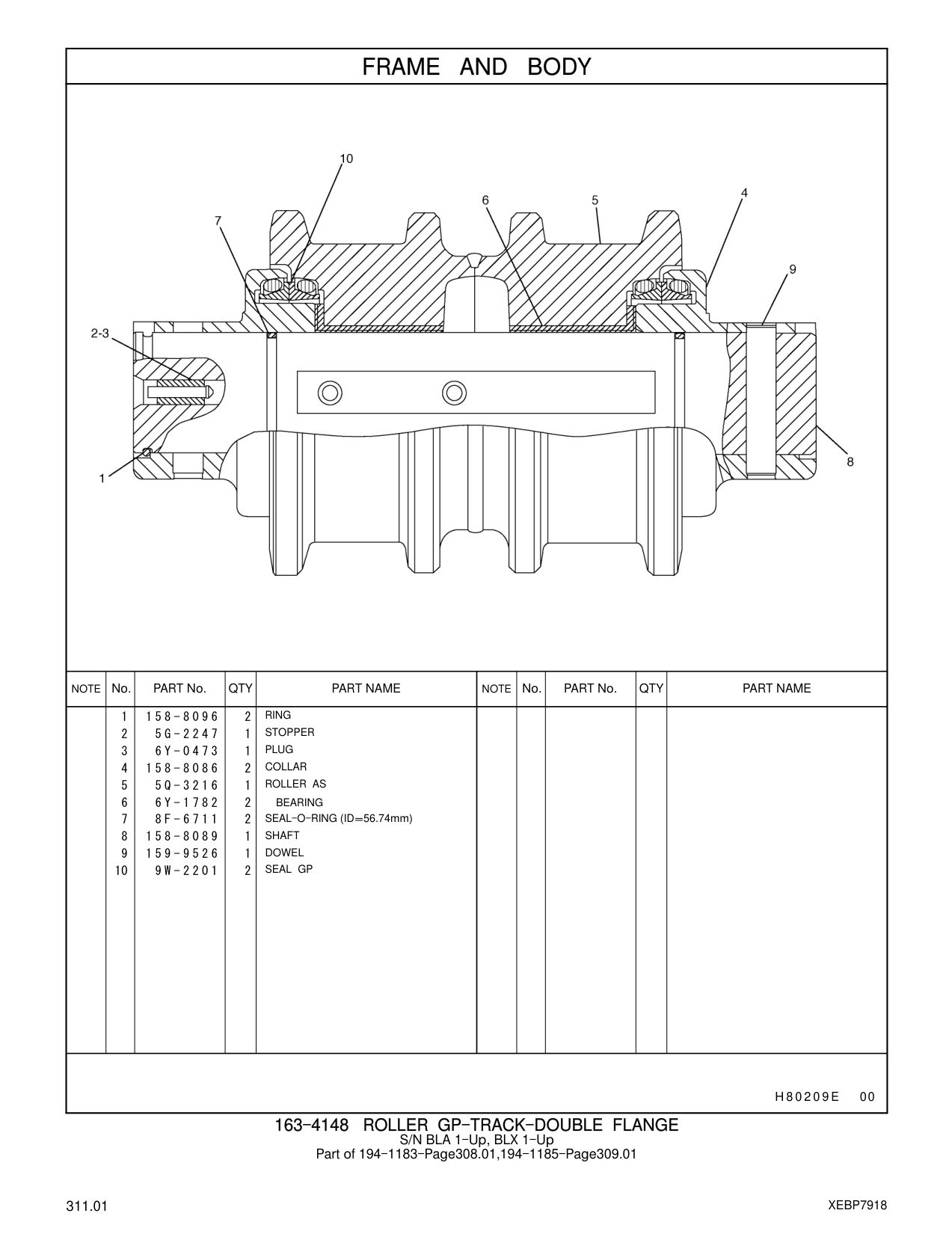 5Q-3216 ROLLER AS CAT parts manual diagram