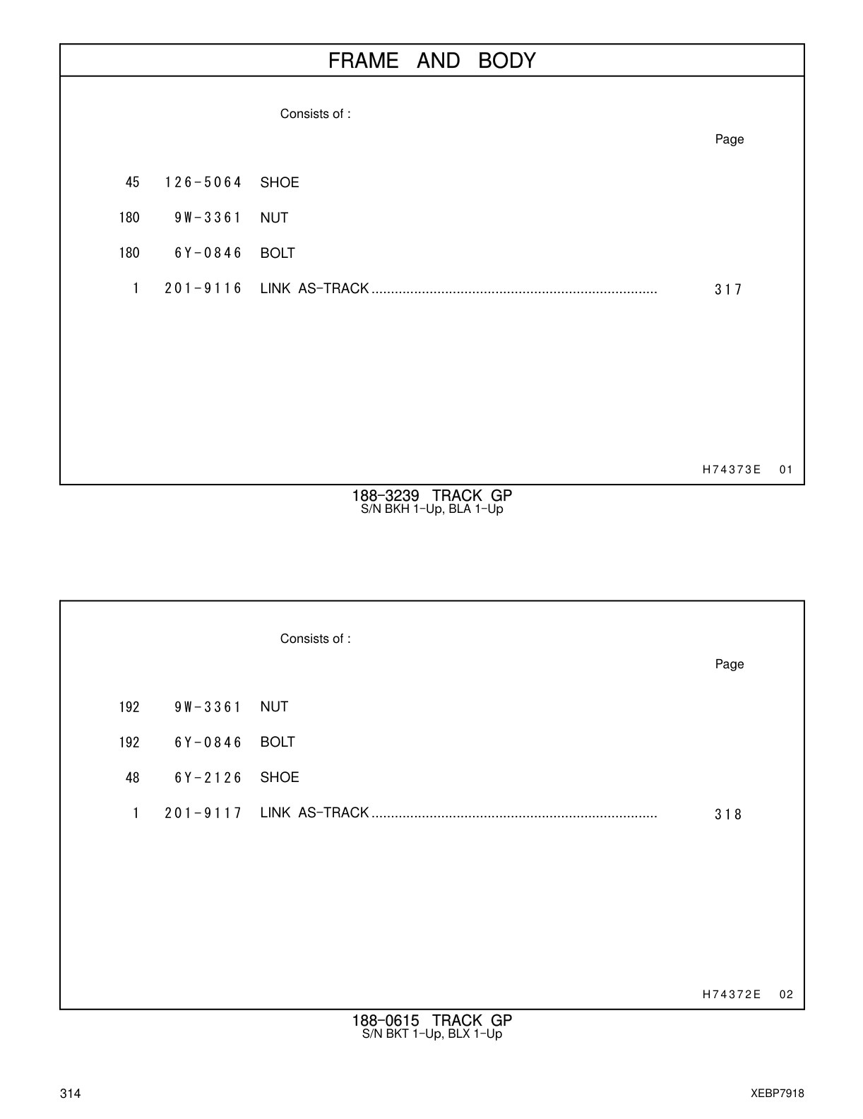126-5064 SHOE CAT parts manual diagram