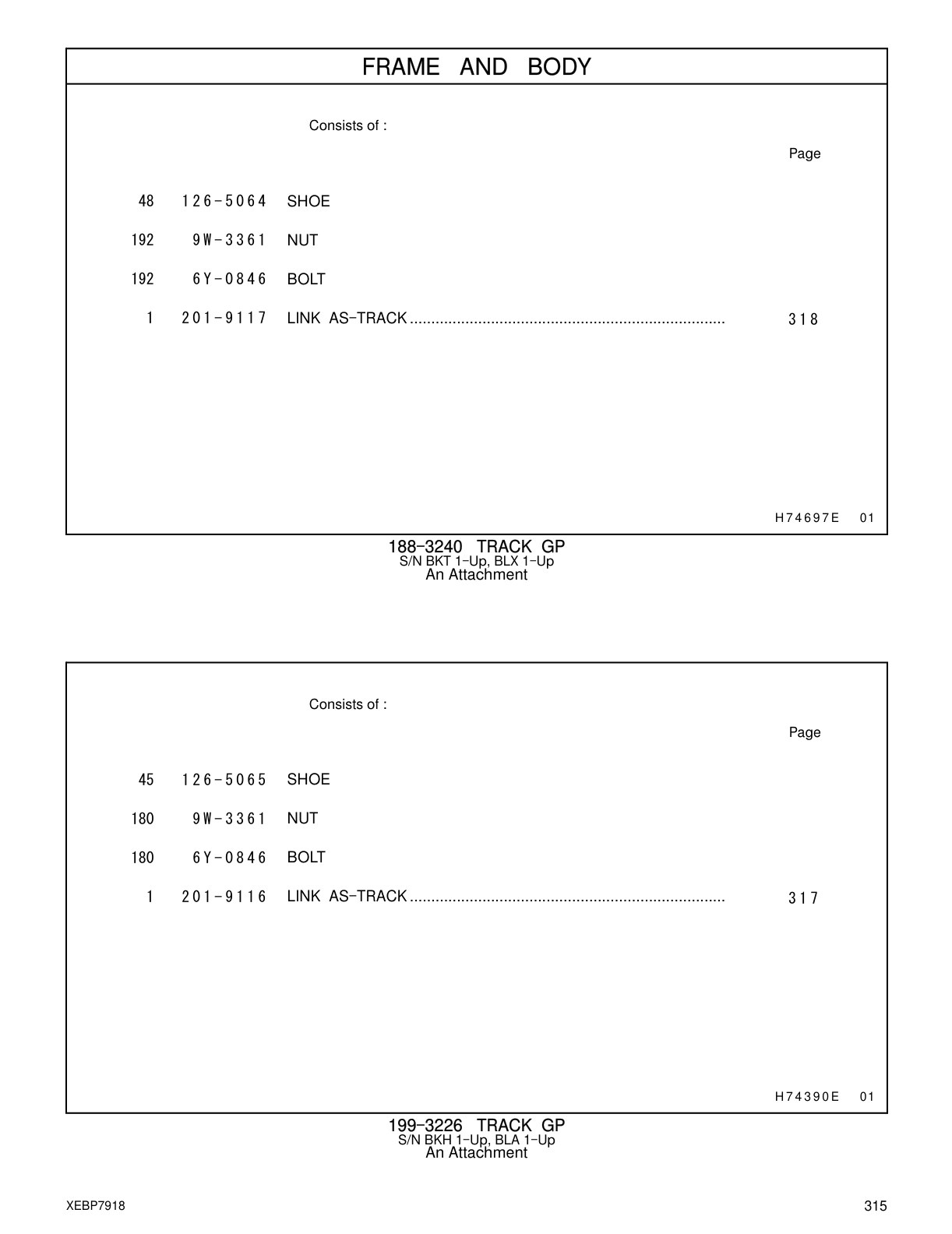 126-5065 SHOE CAT parts manual diagram