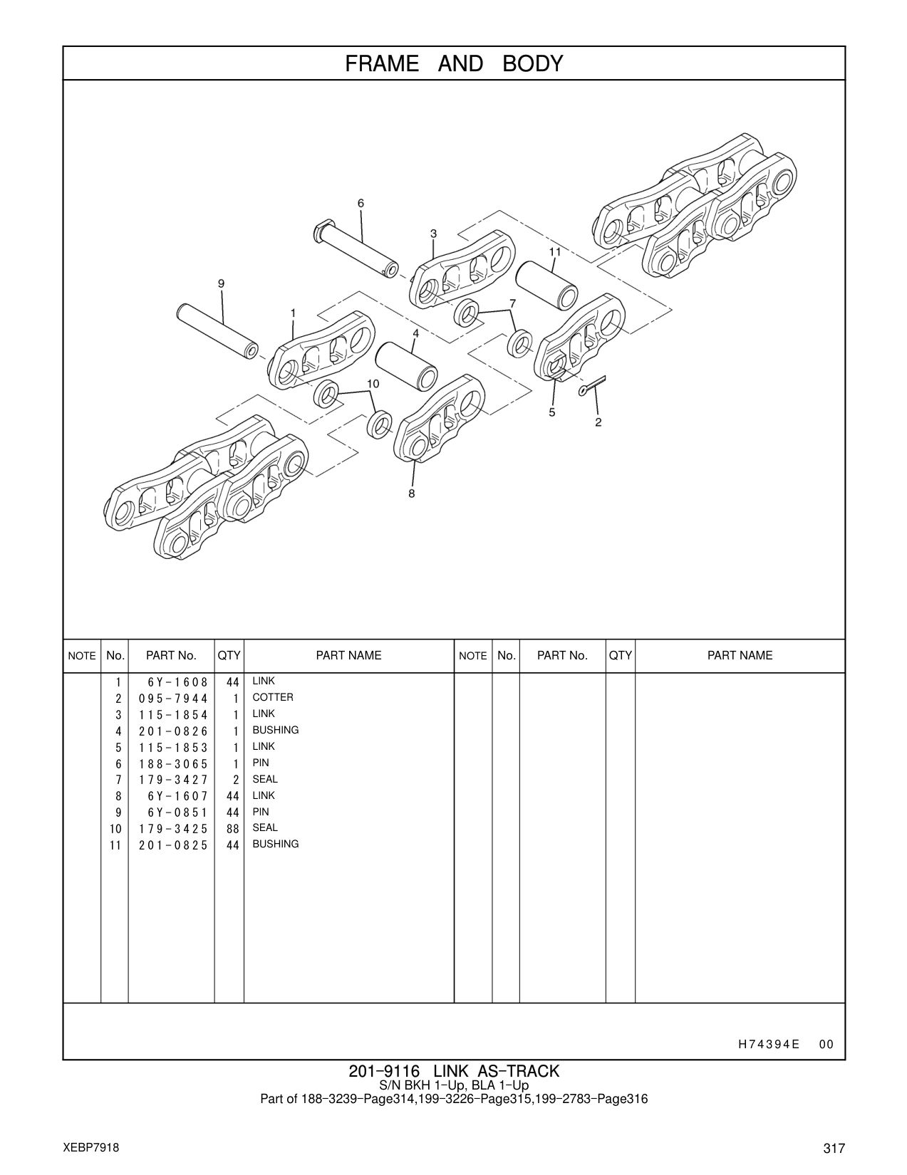 6Y-1607 LINK CAT parts manual diagram