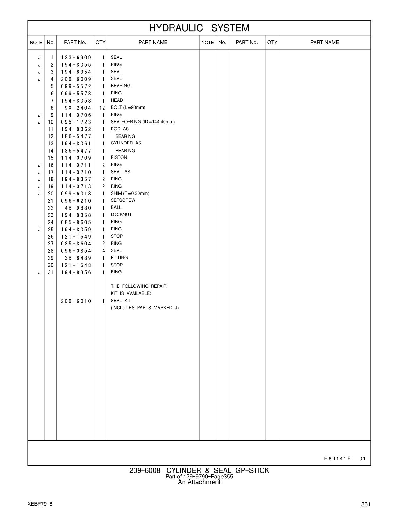 9X-2404 BOLT (L=90mm) CAT parts manual diagram